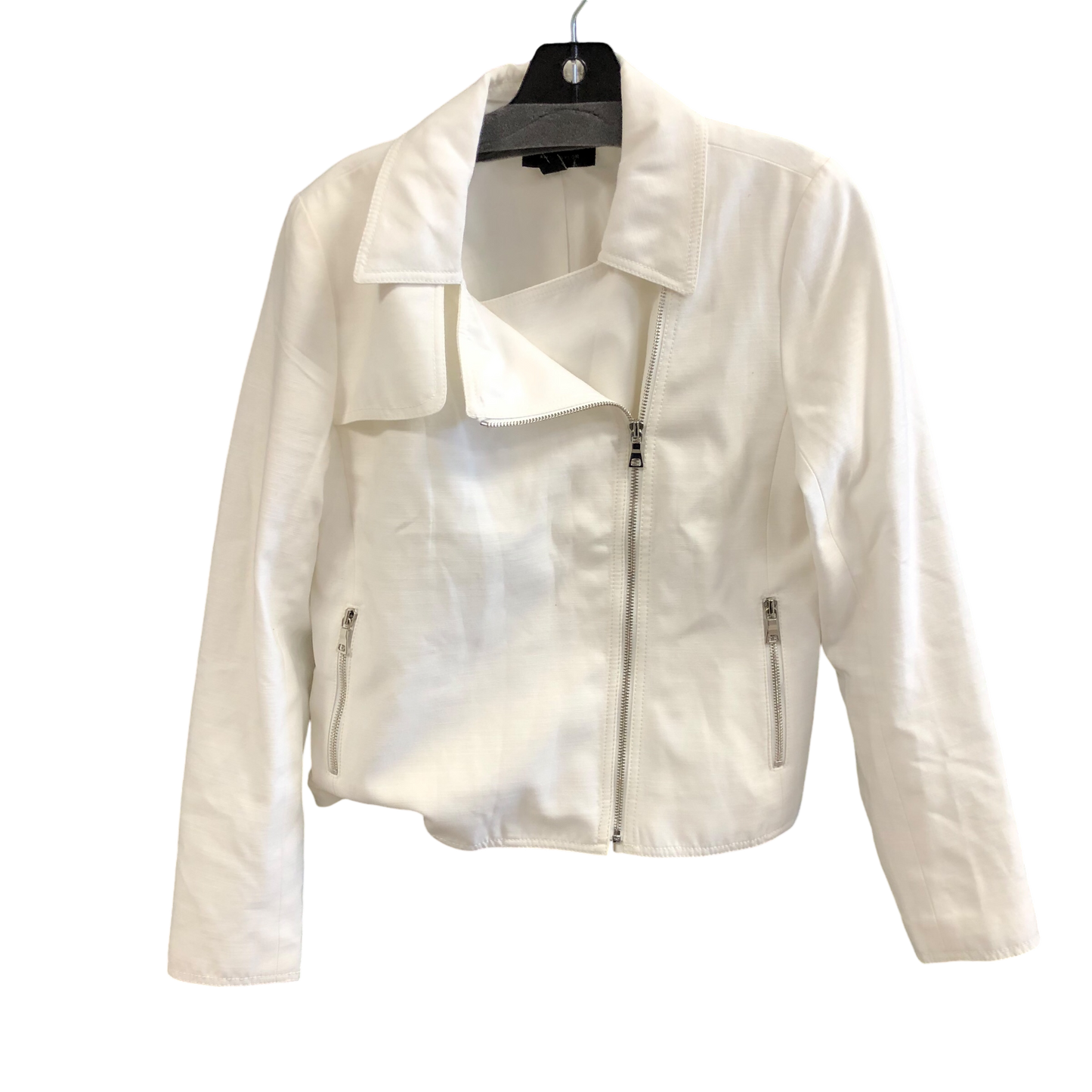 Jacket Moto By Ann Taylor In White, Size: 2