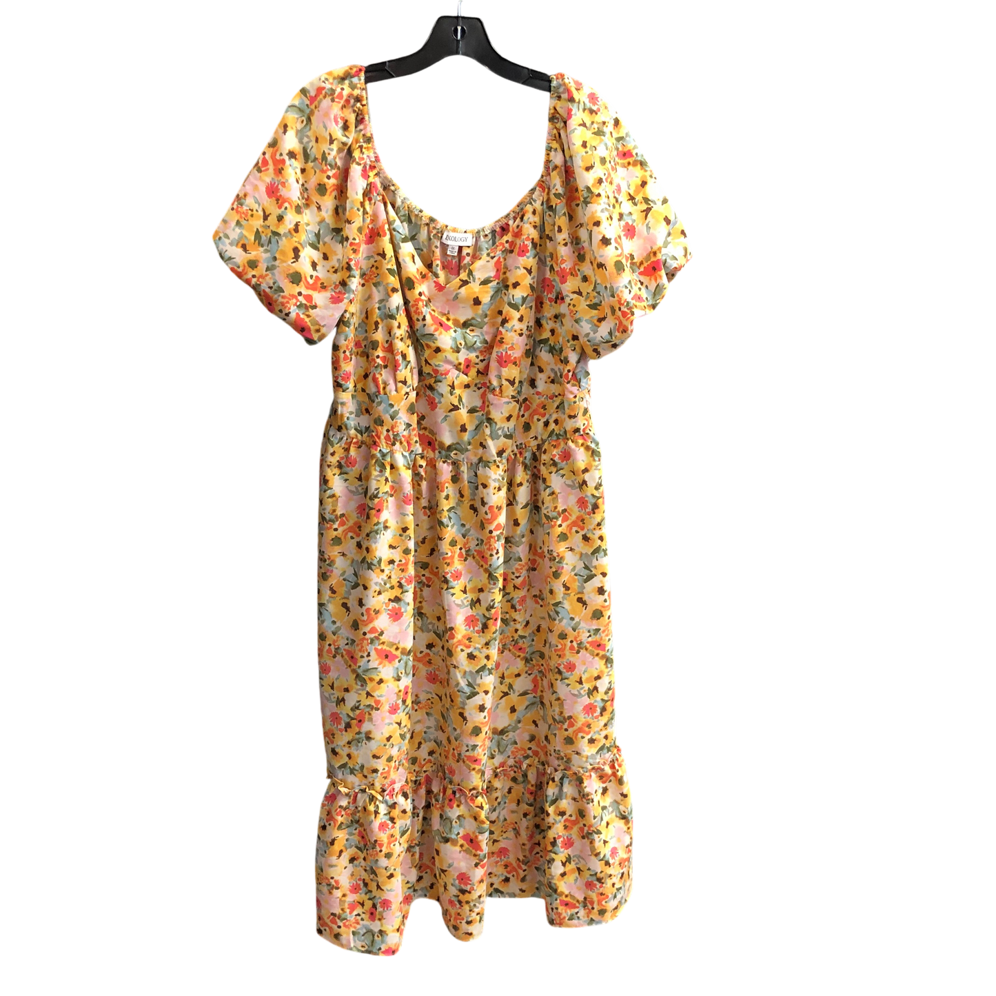 Dress Casual Midi By Luxology In Yellow, Size: 1x