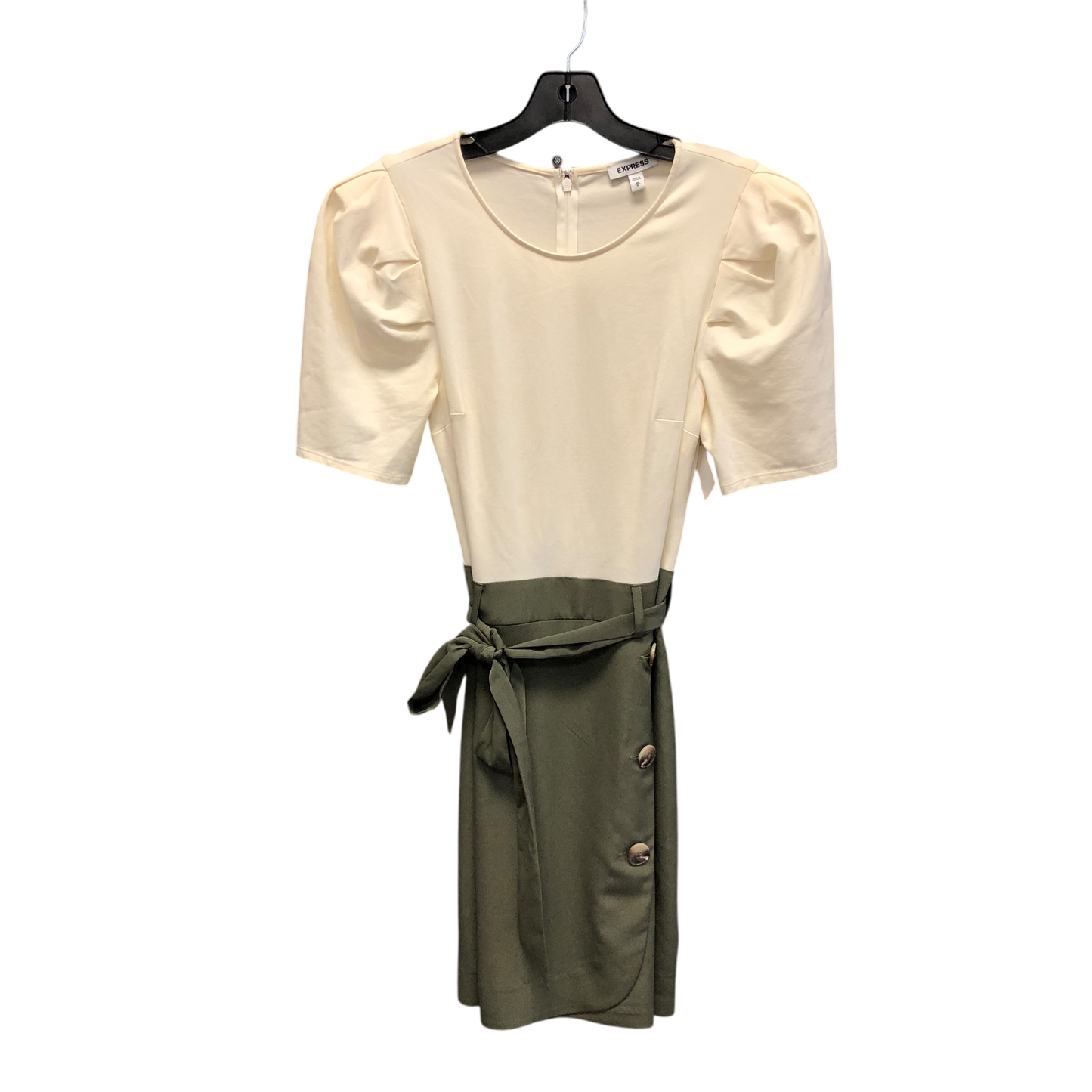 Dress Work By Express In Cream & Green, Size: M