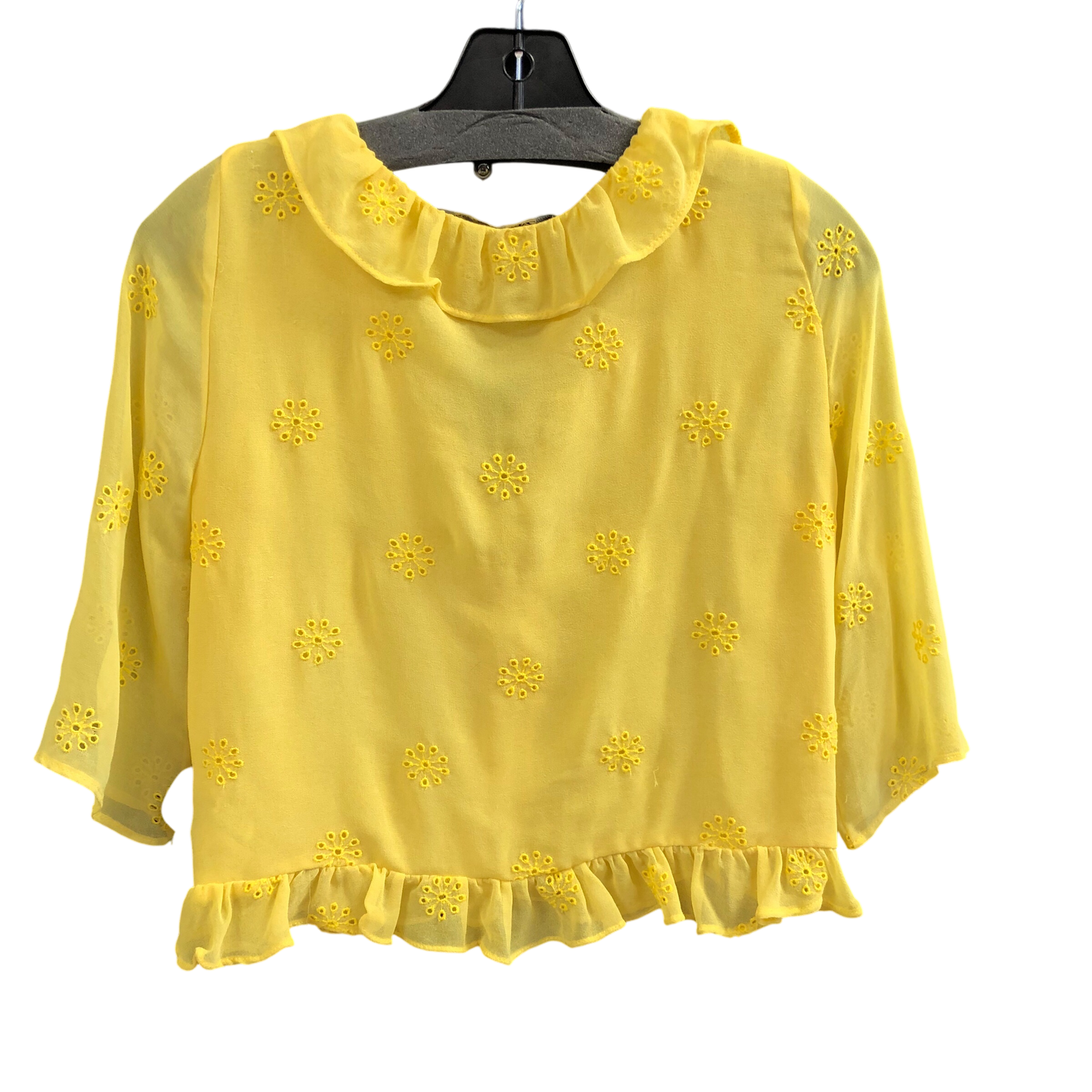 Top Short Sleeve By Zara In Yellow, Size: S