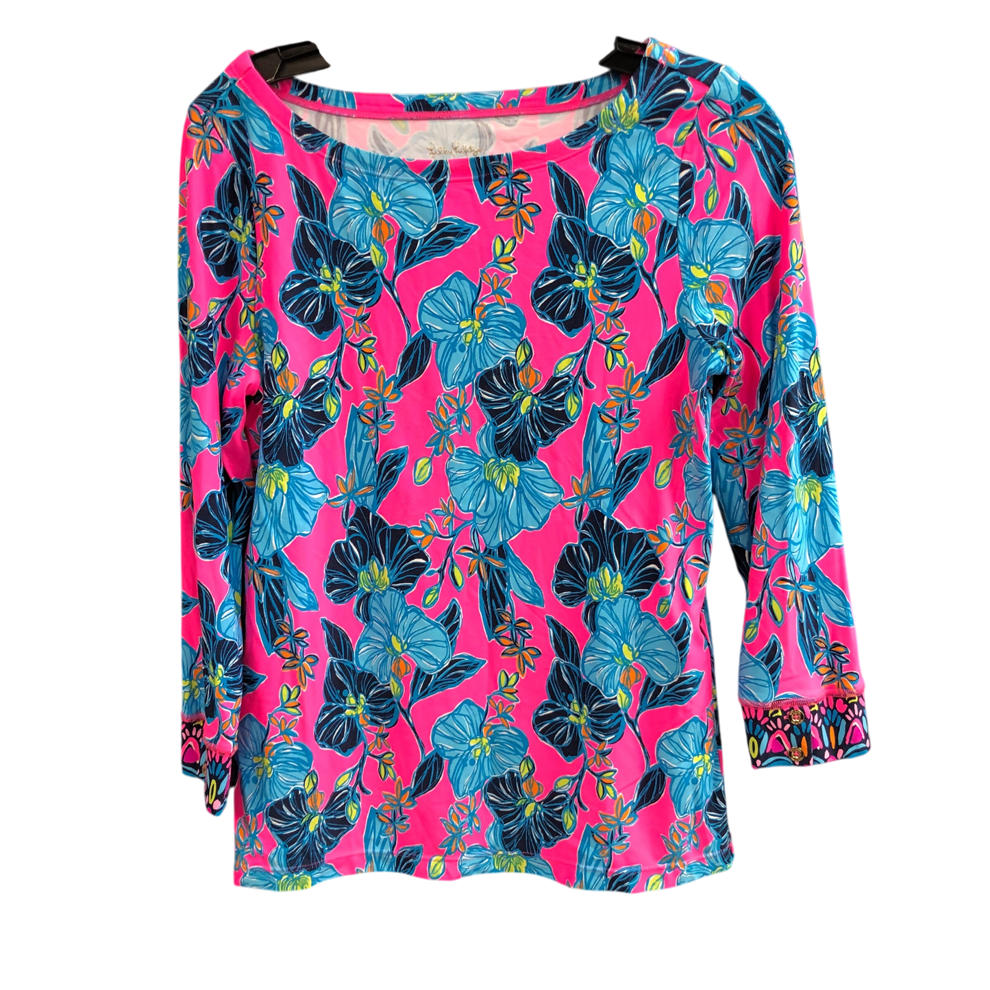 TOP 3/4 SLEEVE PINK FLORAL DESIGNER LILLY PULITZER SIZE: S