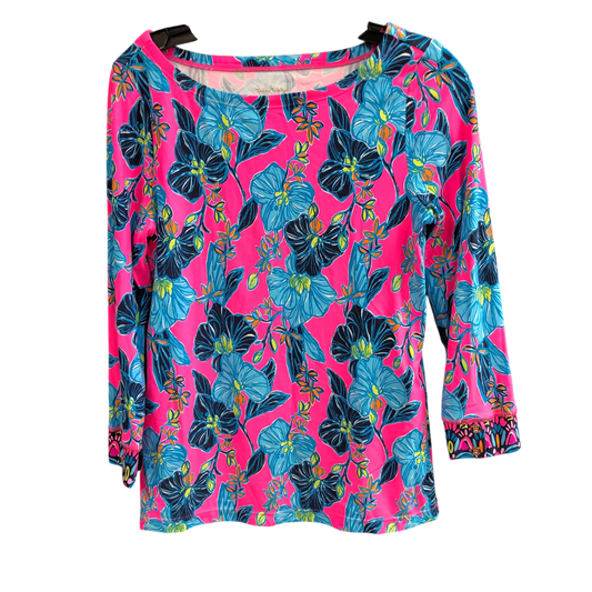 TOP 3/4 SLEEVE PINK FLORAL DESIGNER LILLY PULITZER SIZE: S