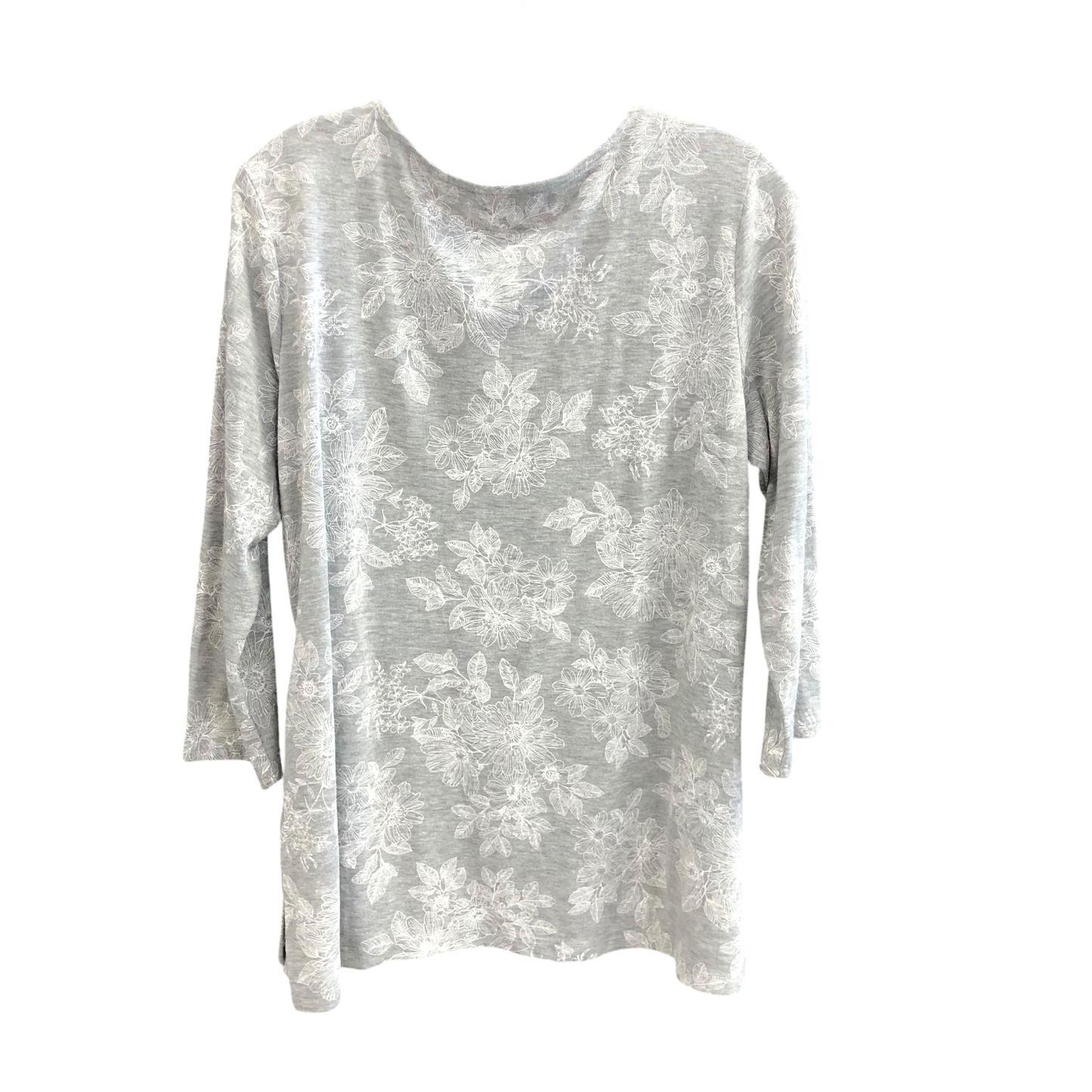 Top 3/4 Sleeve By Liz Claiborne In Grey & White, Size: L