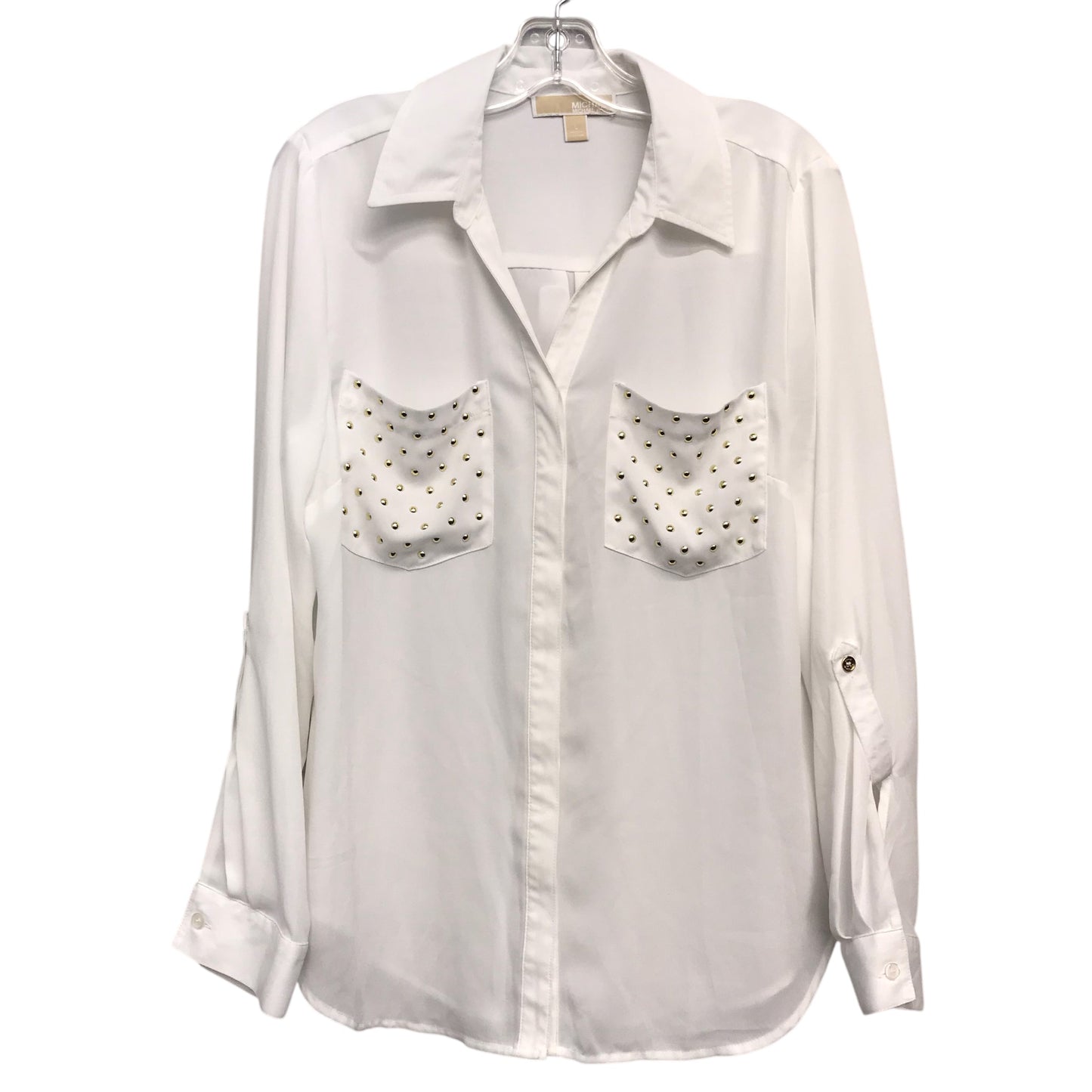 Blouse Ls By Michael By Michael Kors In White, Size:L