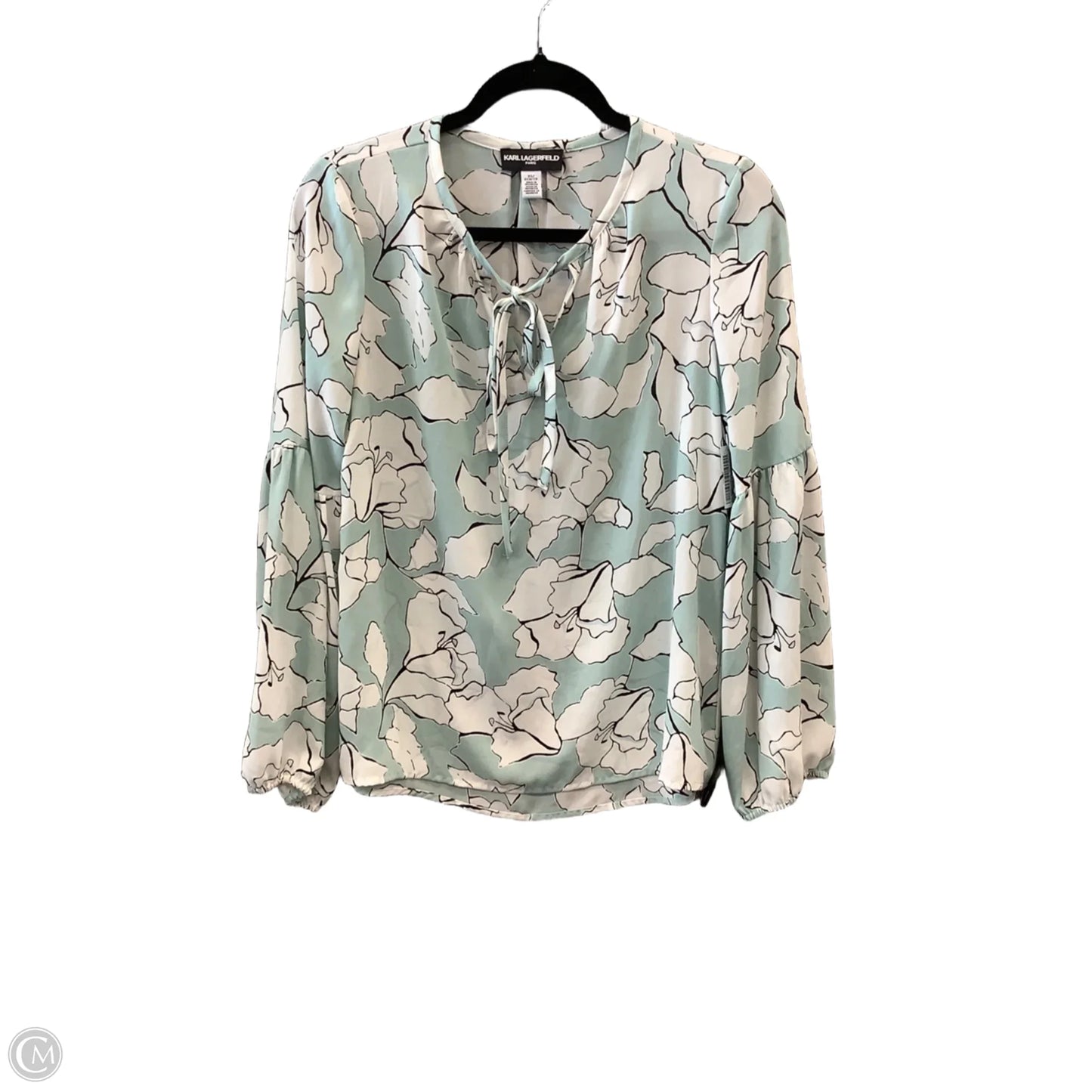 Blouse Designer By Karl Lagerfeld In Blue, Size: Xs