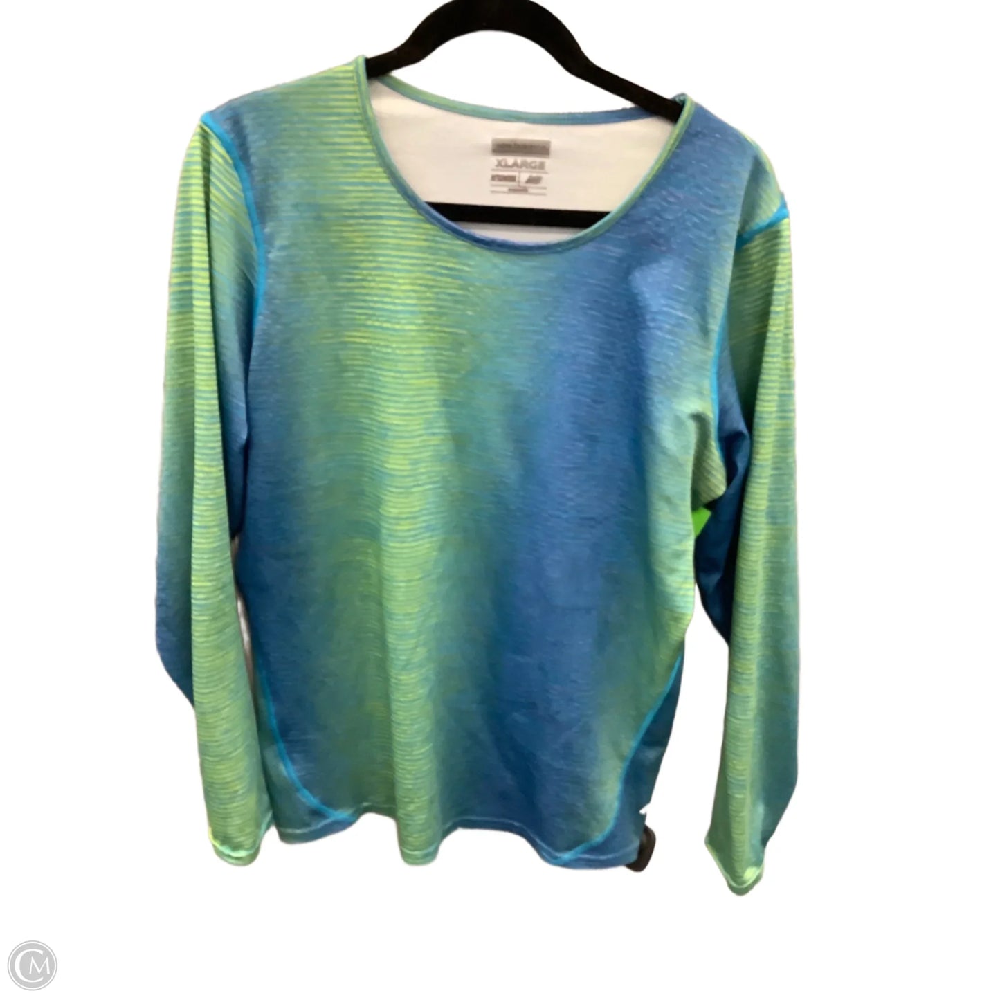 Athletic Top Long Sleeve Collar By New Balance In Blue & Green, Size: Xl