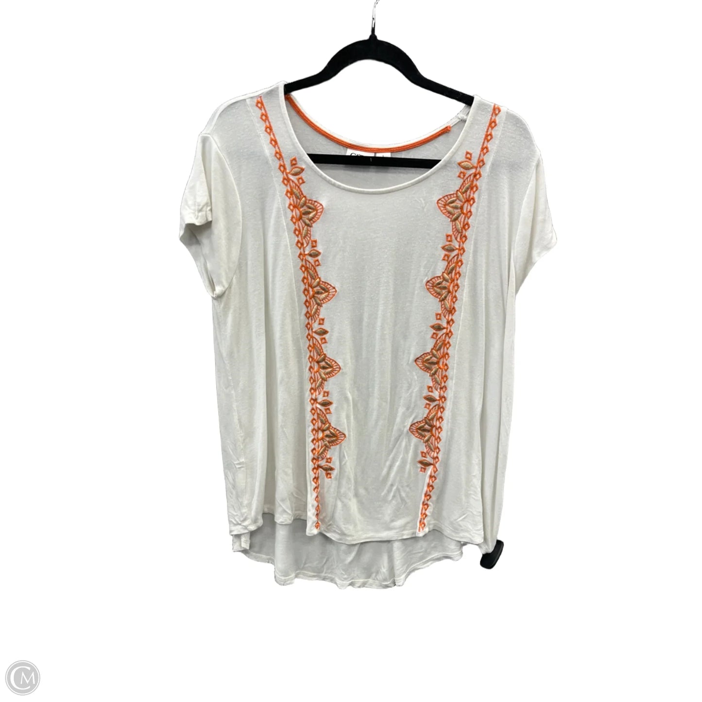Top Short Sleeve By Cato In White, Size: L