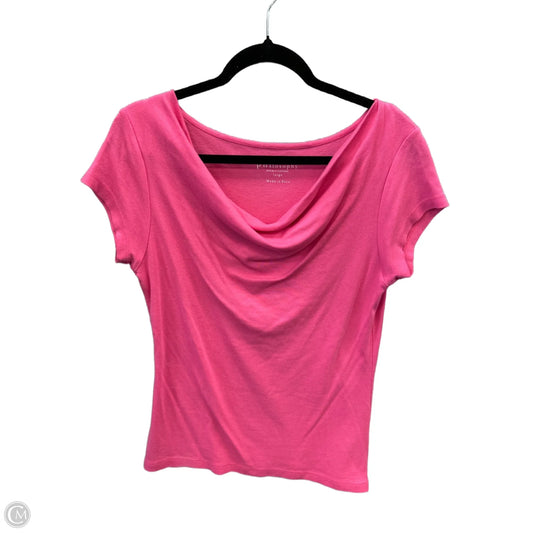 Top Short Sleeve By Philosophy In Pink, Size: L