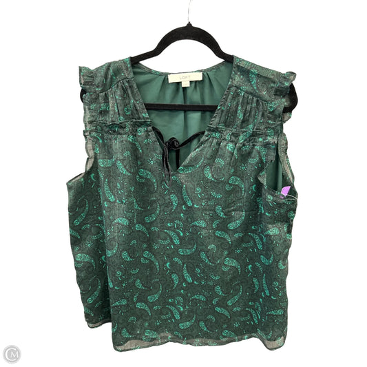 Blouse Sleeveless By Loft In Green, Size: Xl