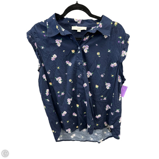 Top Sleeveless By Loft In Navy, Size: Xl