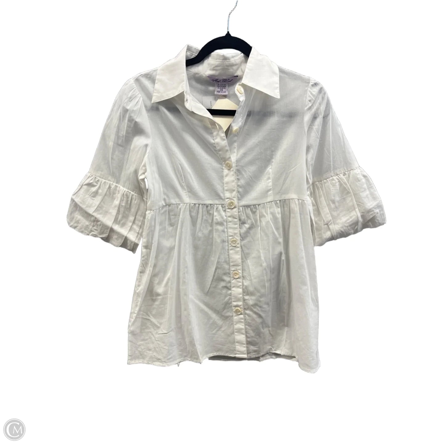 Blouse Short Sleeve By Clothes Mentor In White, Size: Xs