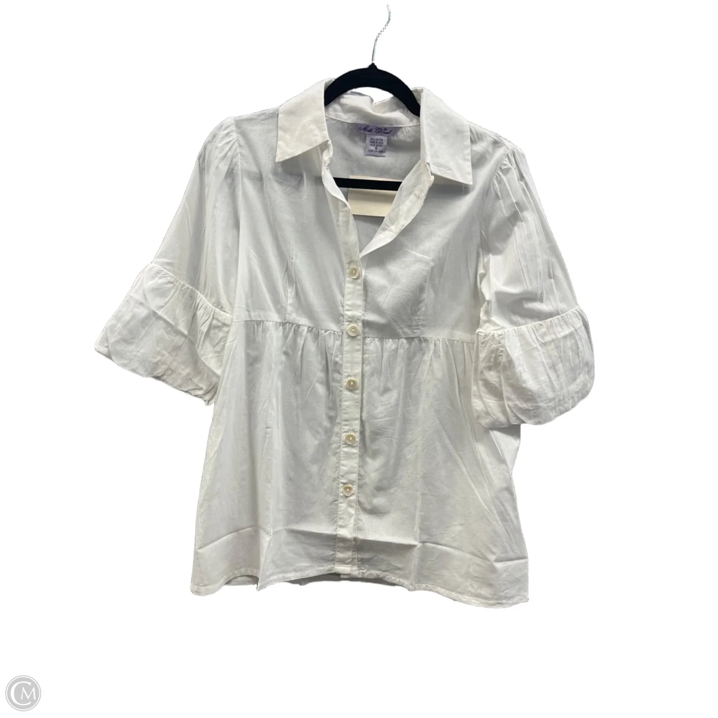 Blouse Short Sleeve By Clothes Mentor In White, Size: S