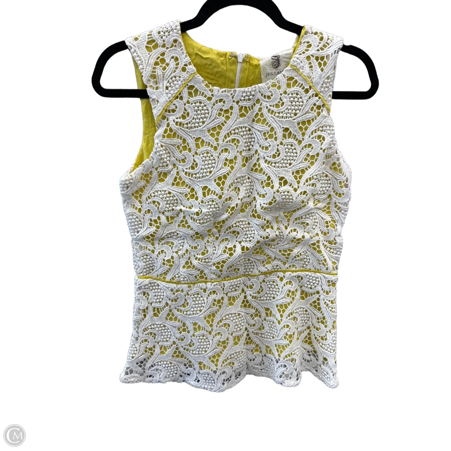 Blouse Sleeveless By Clothes Mentor In White & Yellow, Size: S