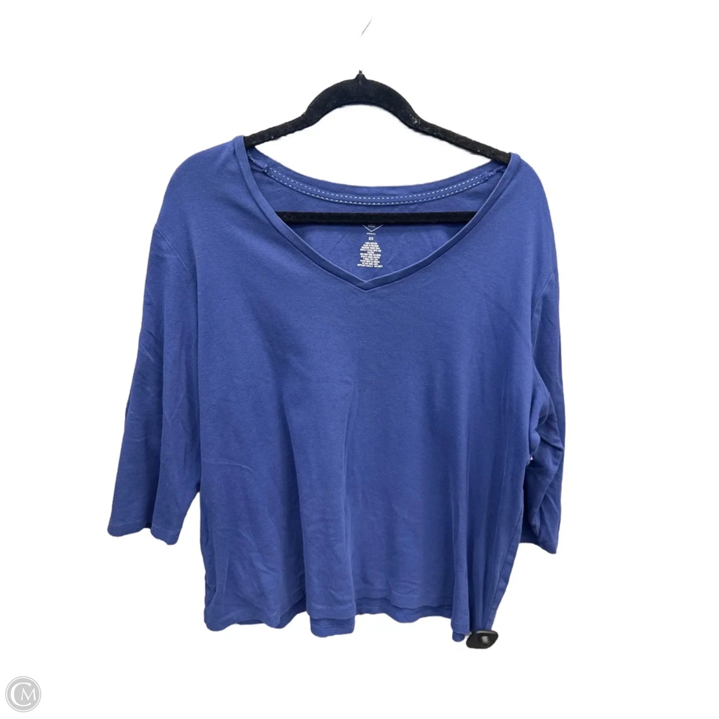 Top 3/4 Sleeve Basic By St Johns Bay In Blue, Size: 2x