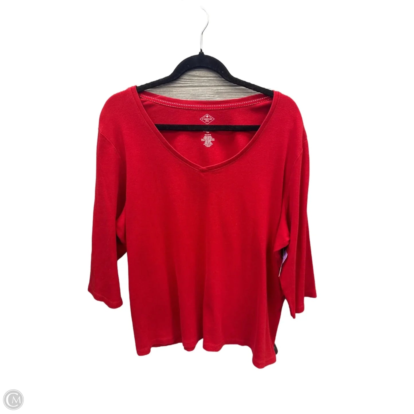 Top 3/4 Sleeve Basic By St Johns Bay In Red, Size: 2x