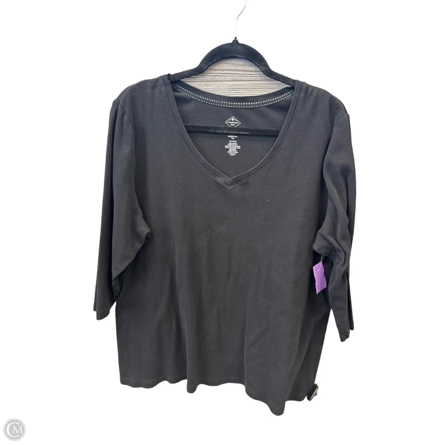 Top 3/4 Sleeve Basic By St Johns Bay In Black, Size: 2x