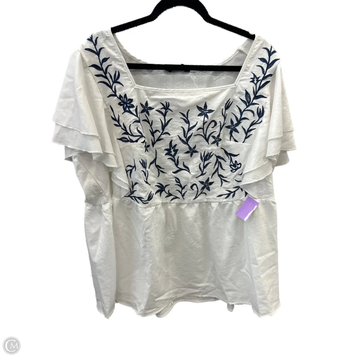 Top Short Sleeve By Clothes Mentor In White, Size: 3x