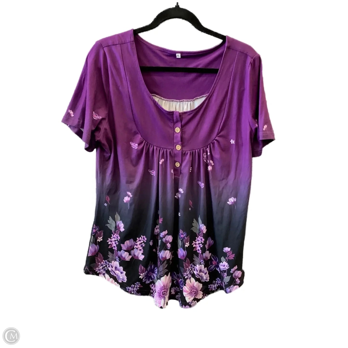 Top Short Sleeve By Cmf In Purple, Size: Xl