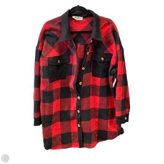 Jacket Shirt By Haptics In Black & Red, Size: 3x