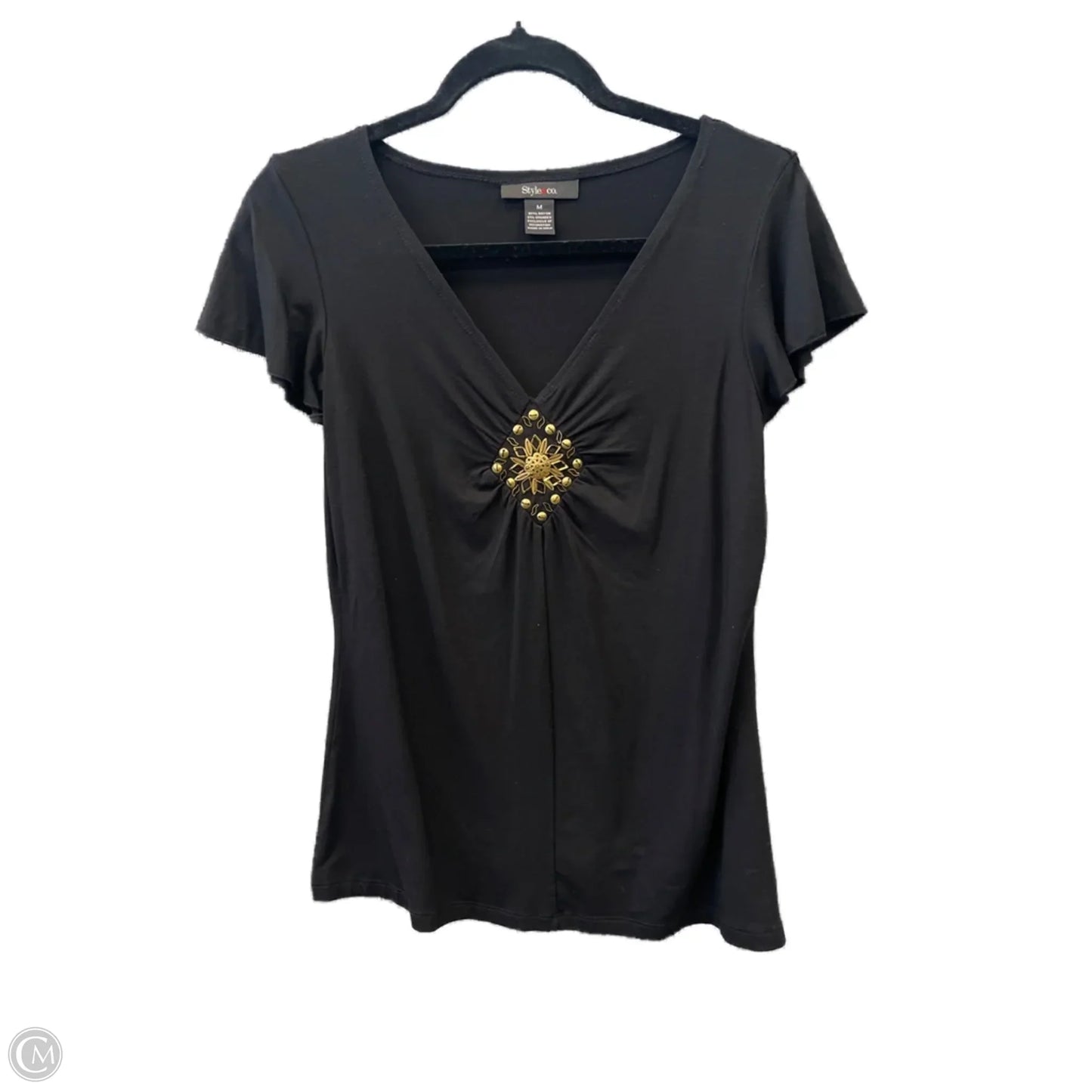 Top Short Sleeve By Style And Company In Black, Size: M