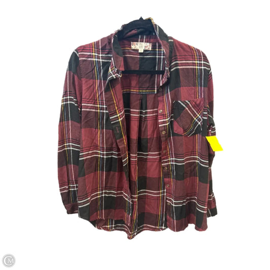 Top Long Sleeve By Pink Rose In Maroon, Size: L