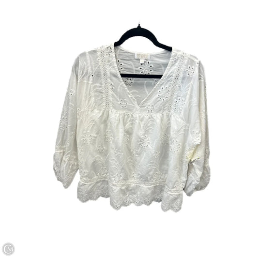 Top Long Sleeve By Cme In White, Size: L