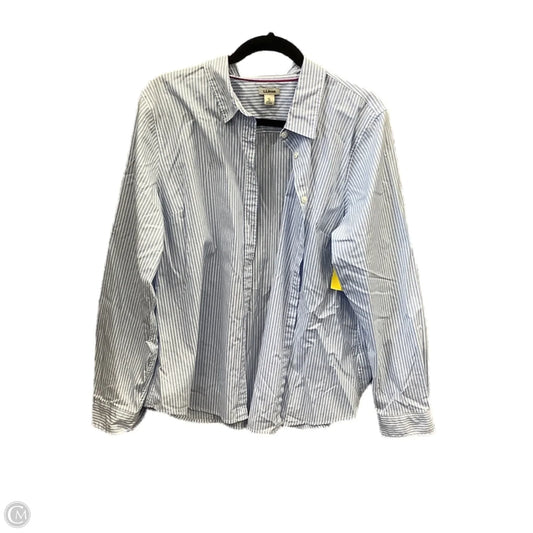 Top Long Sleeve By L.l. Bean In Blue & White, Size: Xl