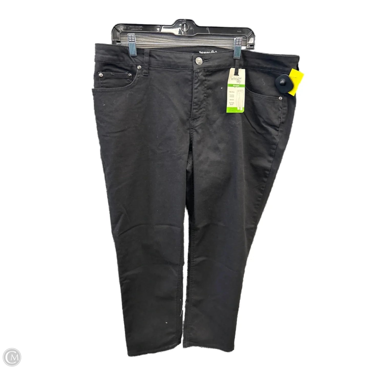 Jeans Straight By Terra & Sky In Black Denim, Size: 18