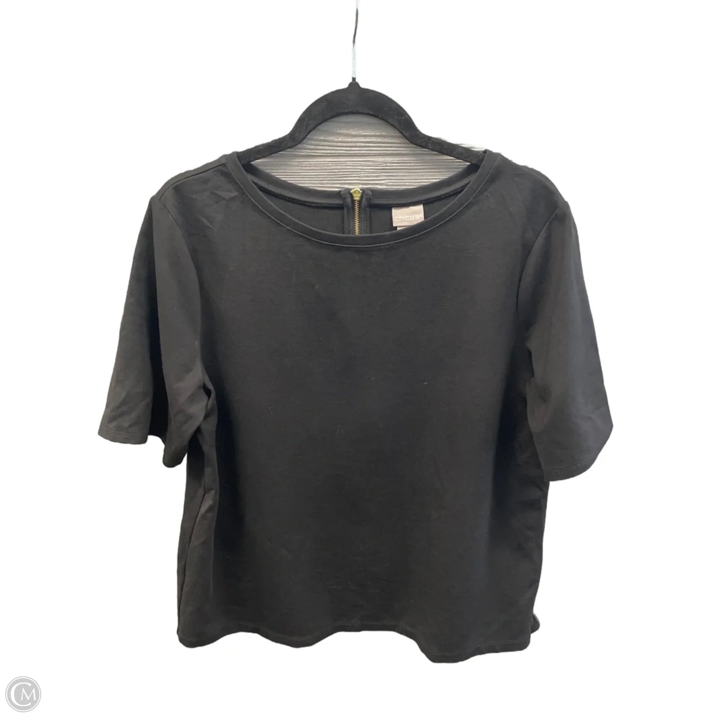 Top Short Sleeve By Chicos In Black, Size: L