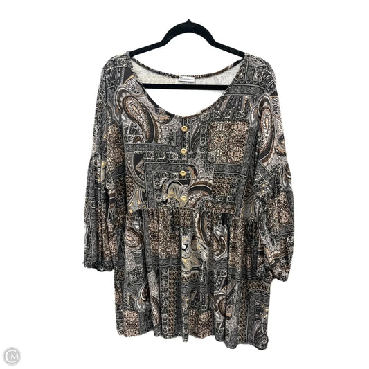 Top 3/4 Sleeve By Clothes Mentor In Brown, Size: 3x