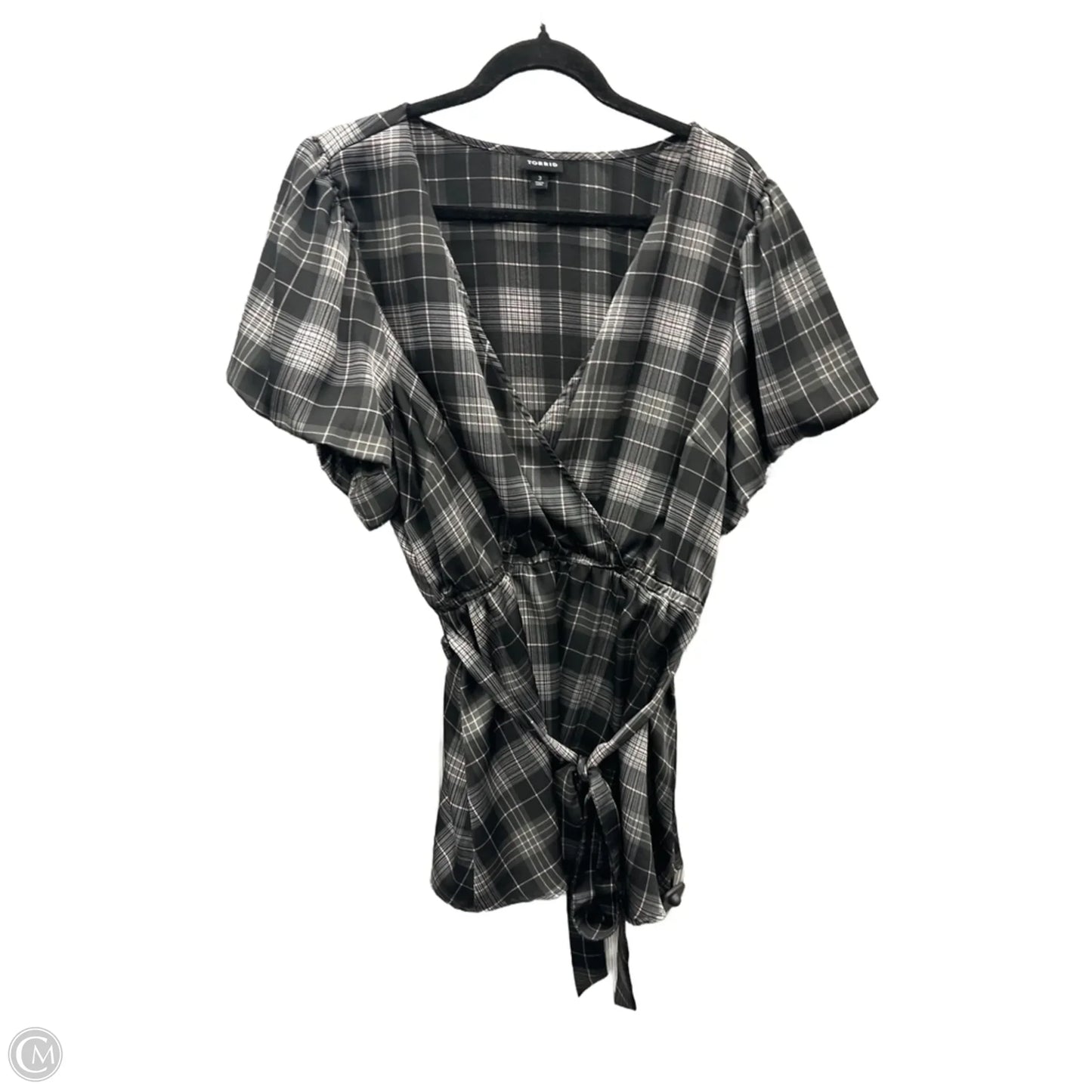 Blouse Short Sleeve By Torrid In Black & Grey, Size: 3x