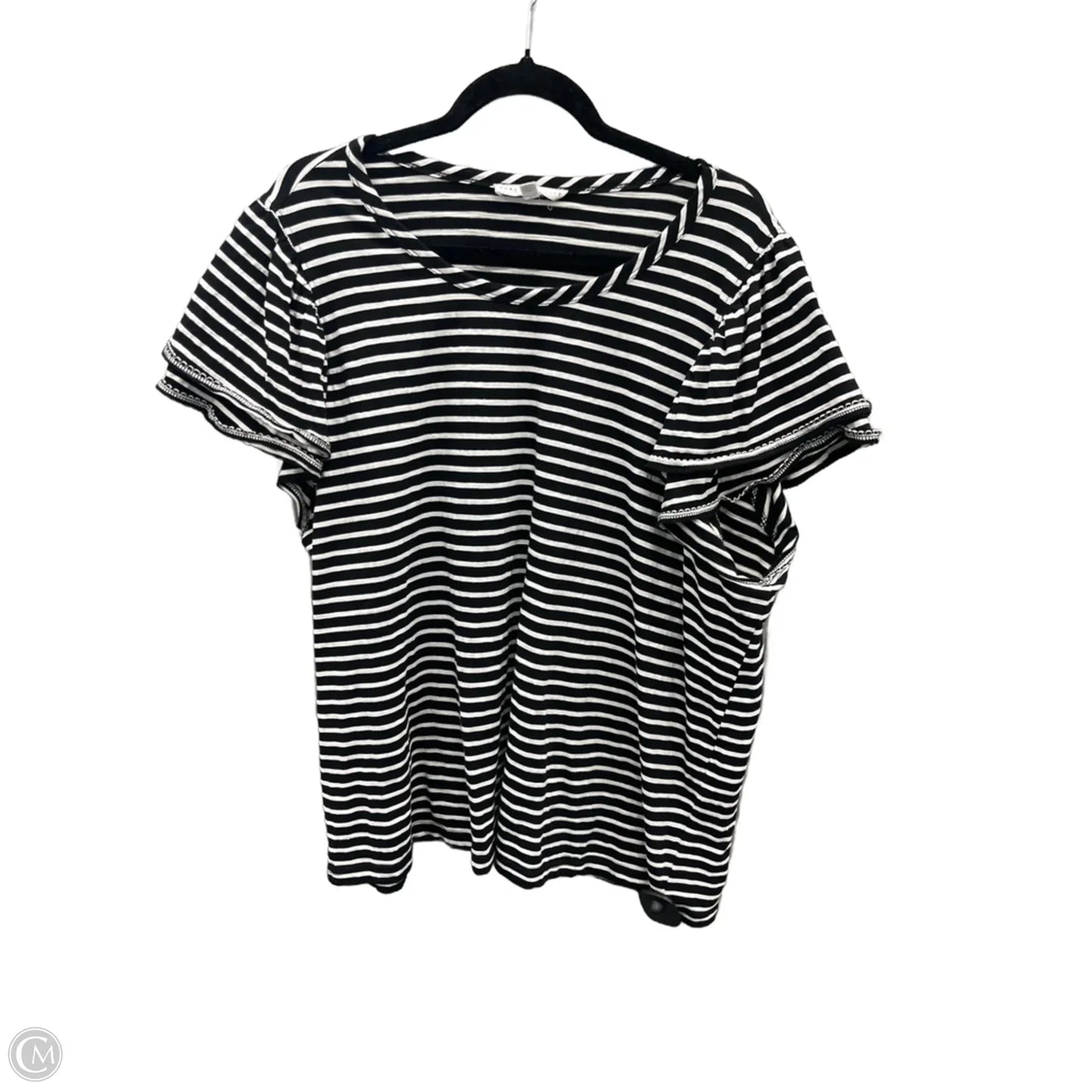 Top Short Sleeve By Jane And Delancey In Black & White, Size: 3x