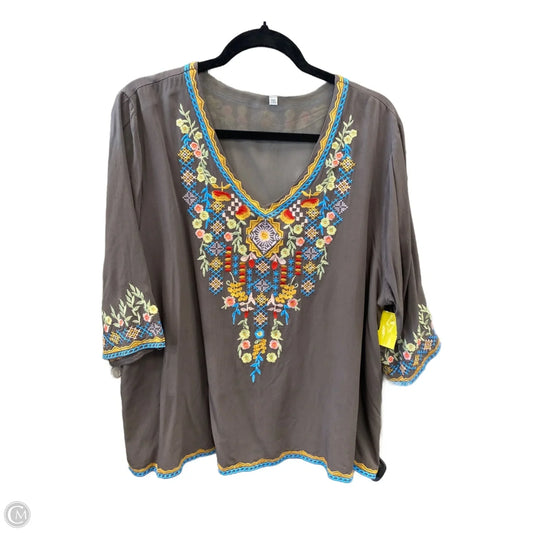 Top 3/4 Sleeve By Clothes Mentor In Grey, Size: 2x