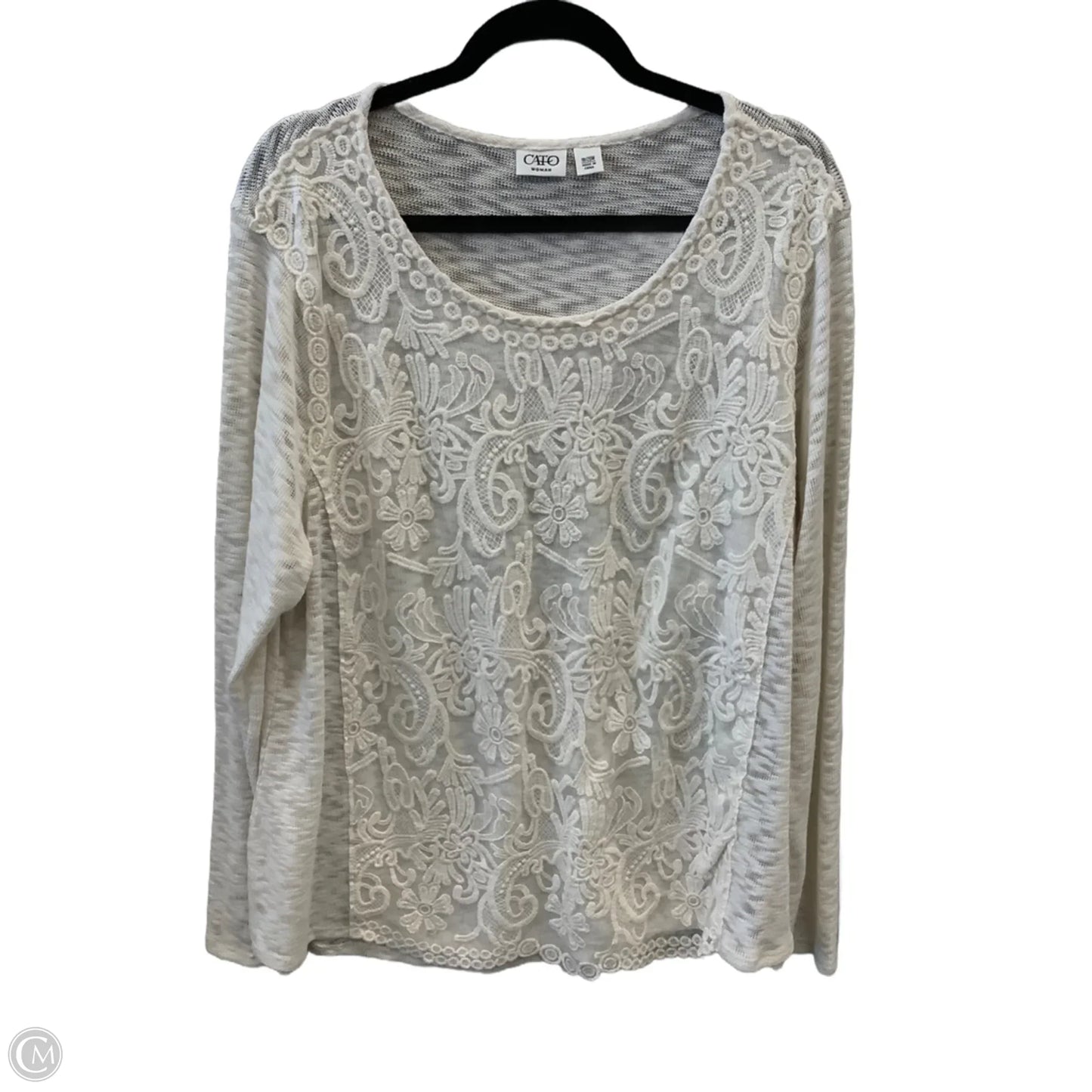 Top Long Sleeve By Cato In Cream, Size: 1x