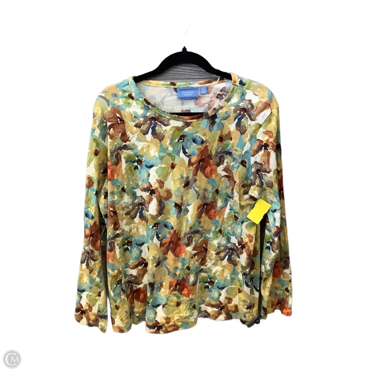 Top Long Sleeve By Simply Vera In Multi-colored, Size: Xl
