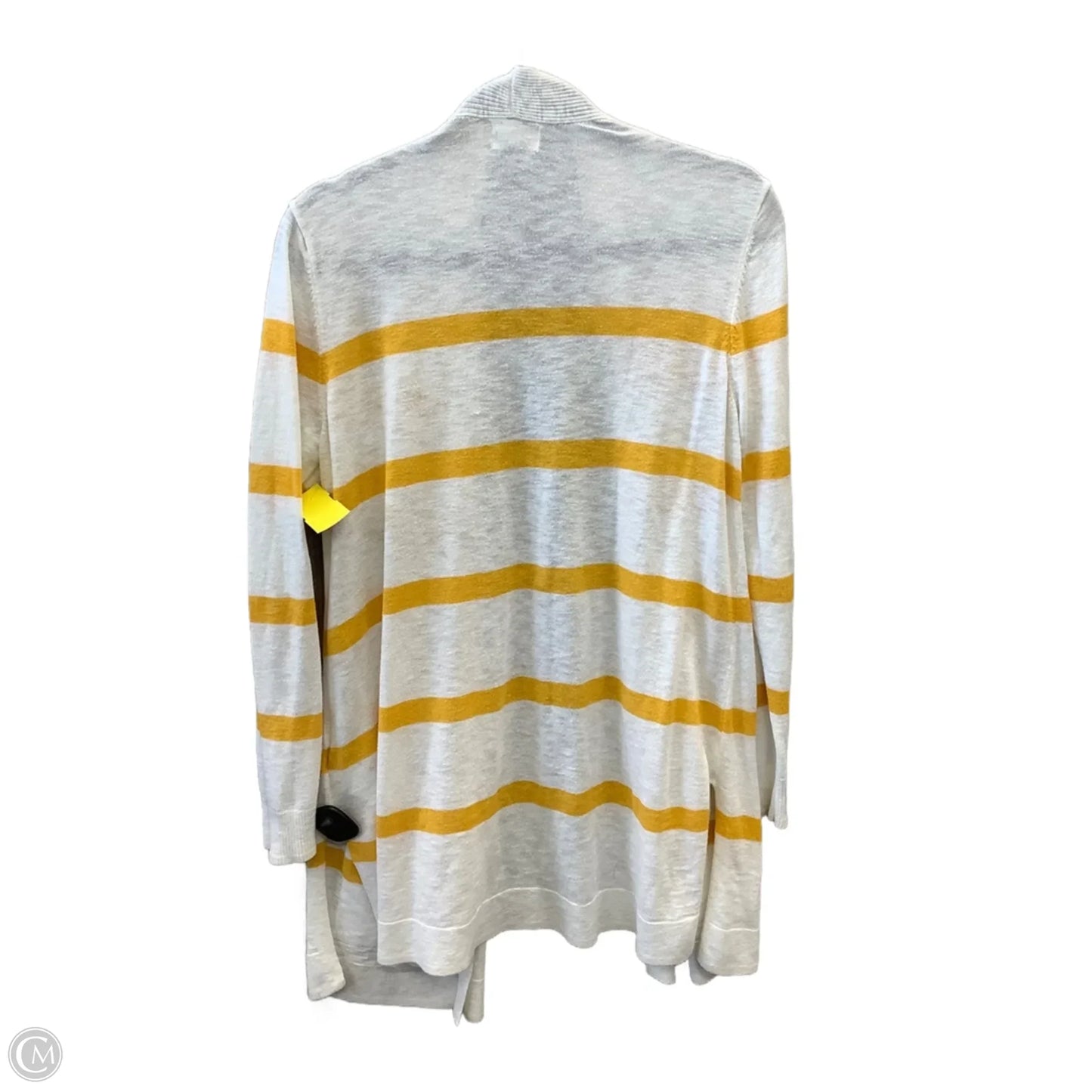 Sweater Cardigan By Old Navy In White & Yellow, Size: L