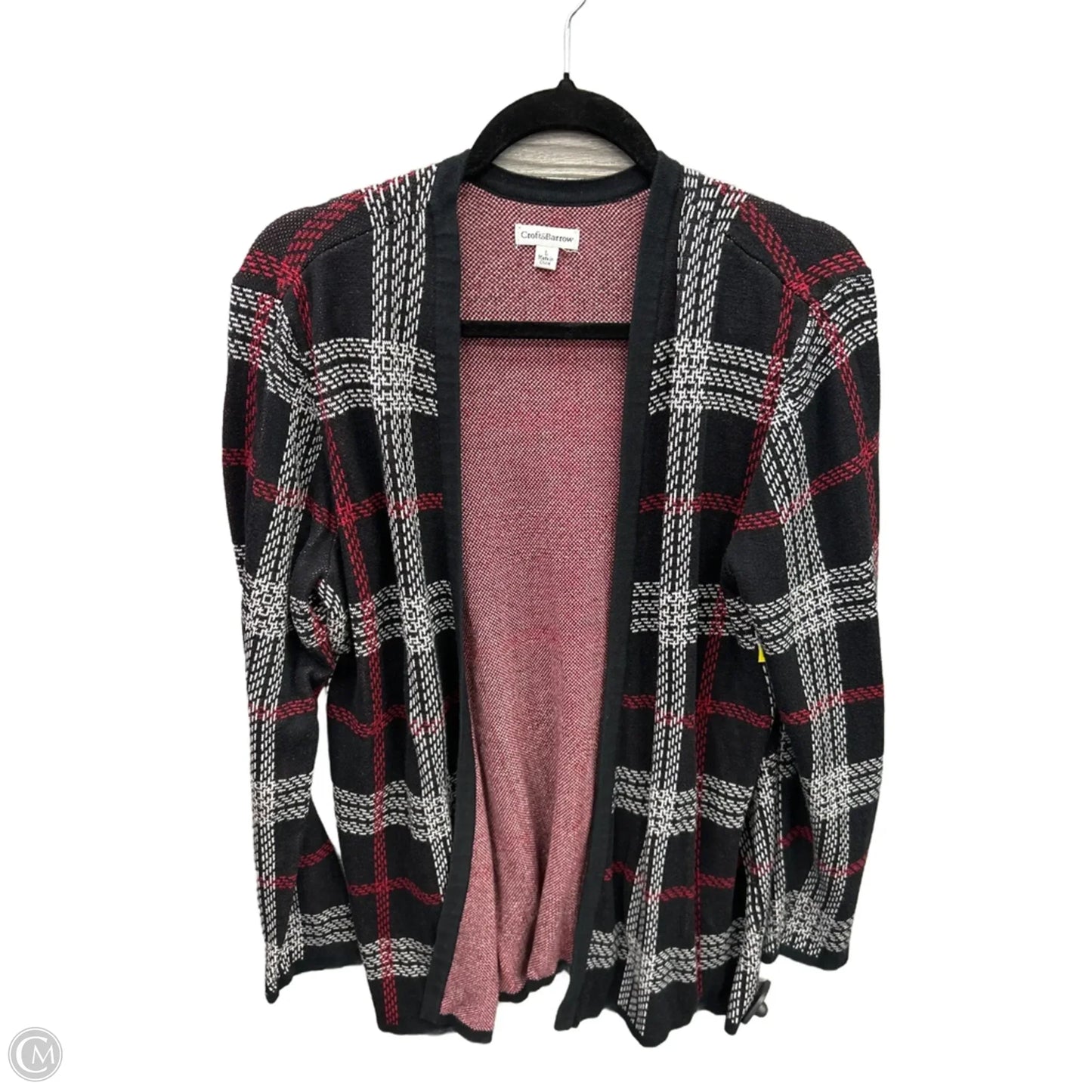 Sweater Cardigan By Croft And Barrow In Black & Red, Size: L