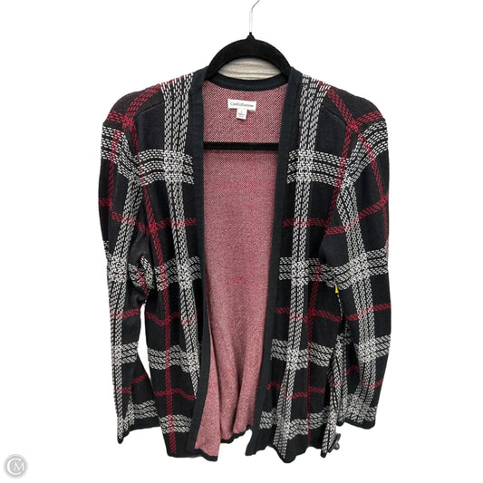 Sweater Cardigan By Croft And Barrow In Black & Red, Size: L