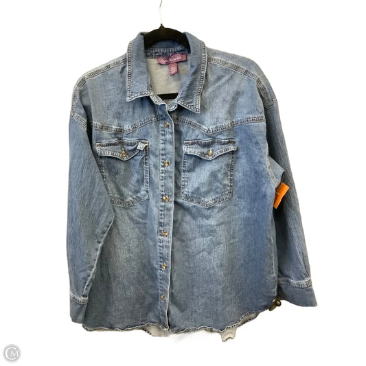 Top Long Sleeve By Gloria Vanderbilt In Blue Denim, Size: L