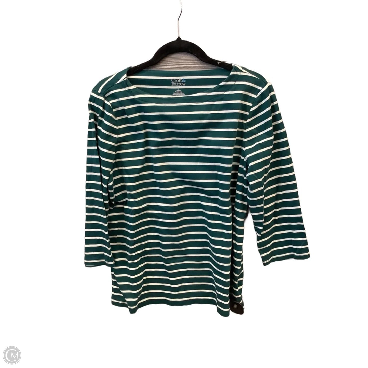 Top 3/4 Sleeve Basic By Croft And Barrow In Green, Size: L