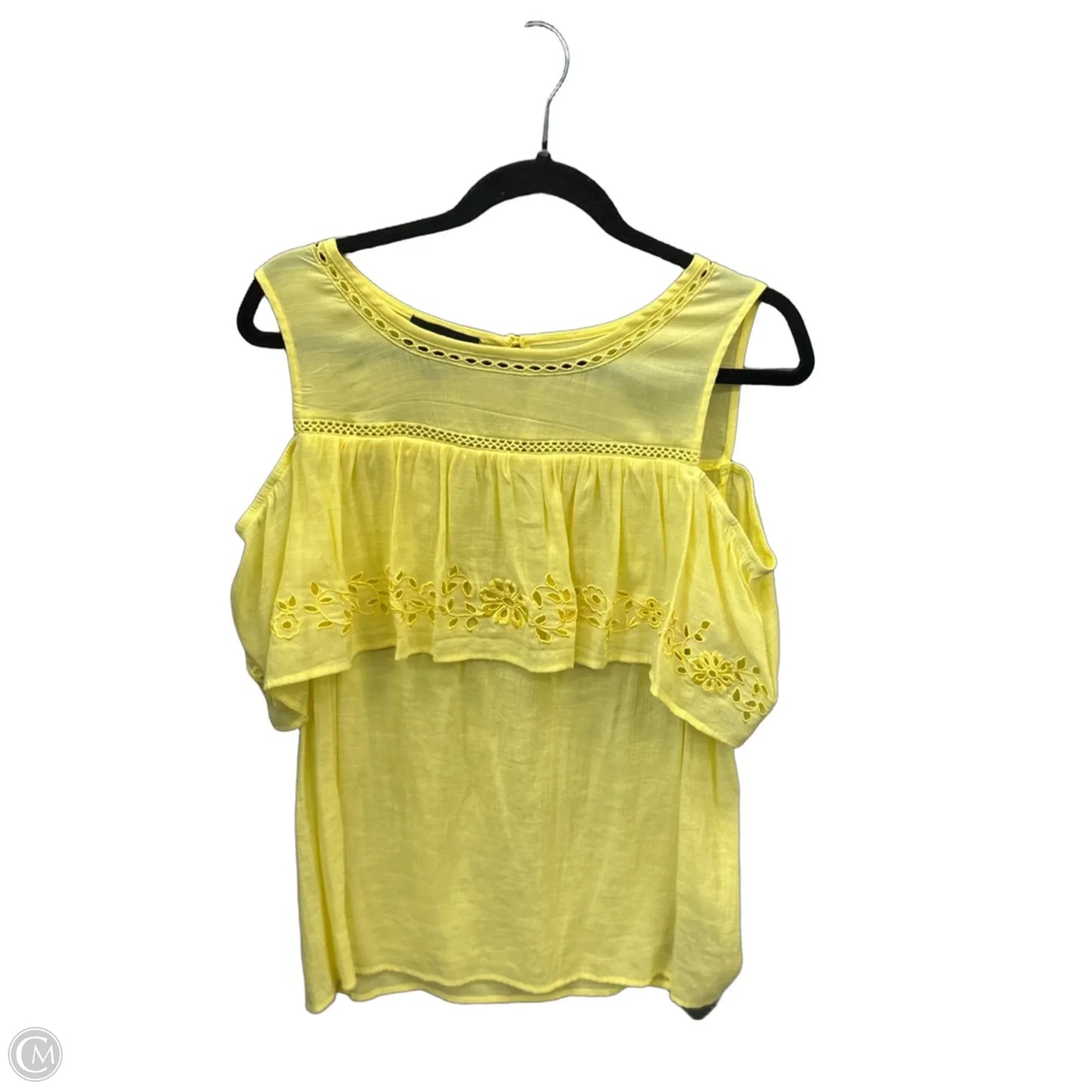 Top Short Sleeve By Agb In Yellow, Size: L