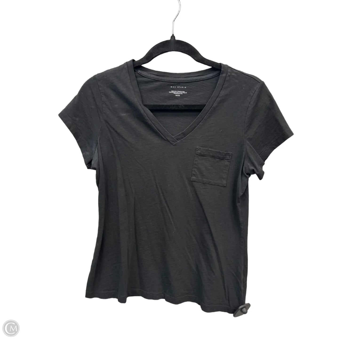 Top Short Sleeve Basic By Max Studio In Black, Size: M