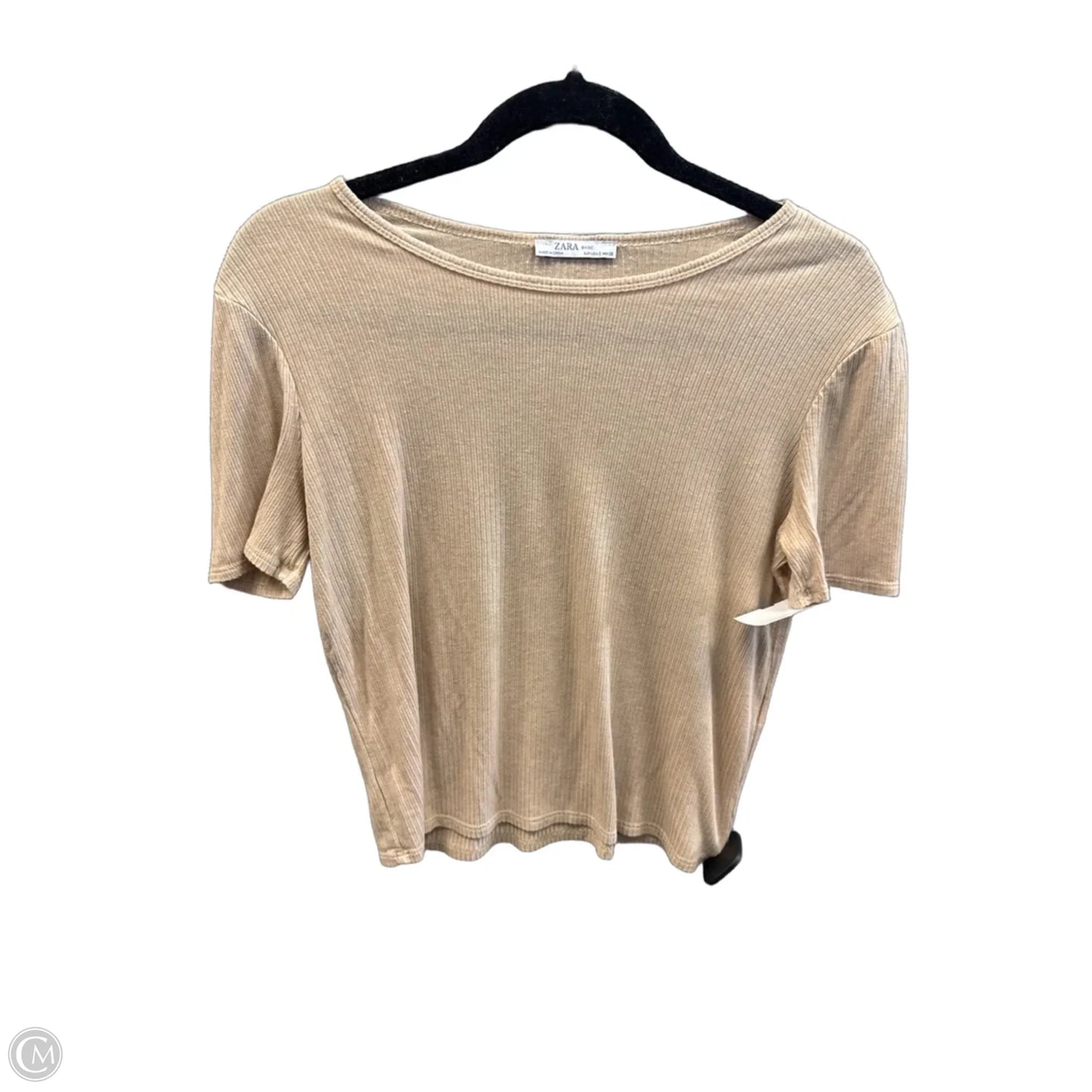 Top Short Sleeve By Zara In Tan, Size: S