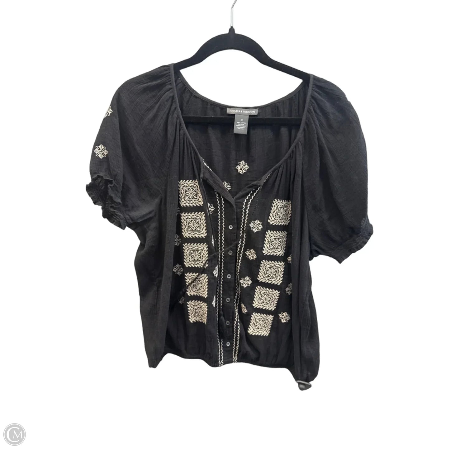 Top Short Sleeve By Chelsea And Theodore In Black, Size: M