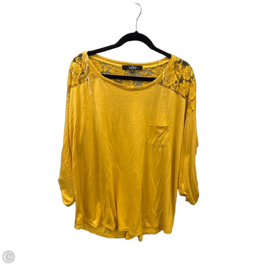 Top 3/4 Sleeve By Clothes Mentor In Yellow, Size: 3x