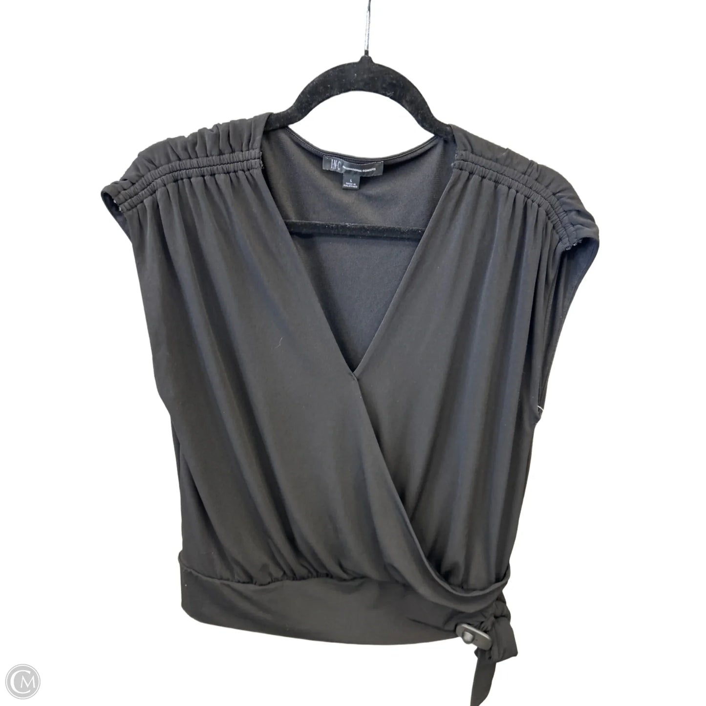 Top Short Sleeve By Inc In Black, Size: L