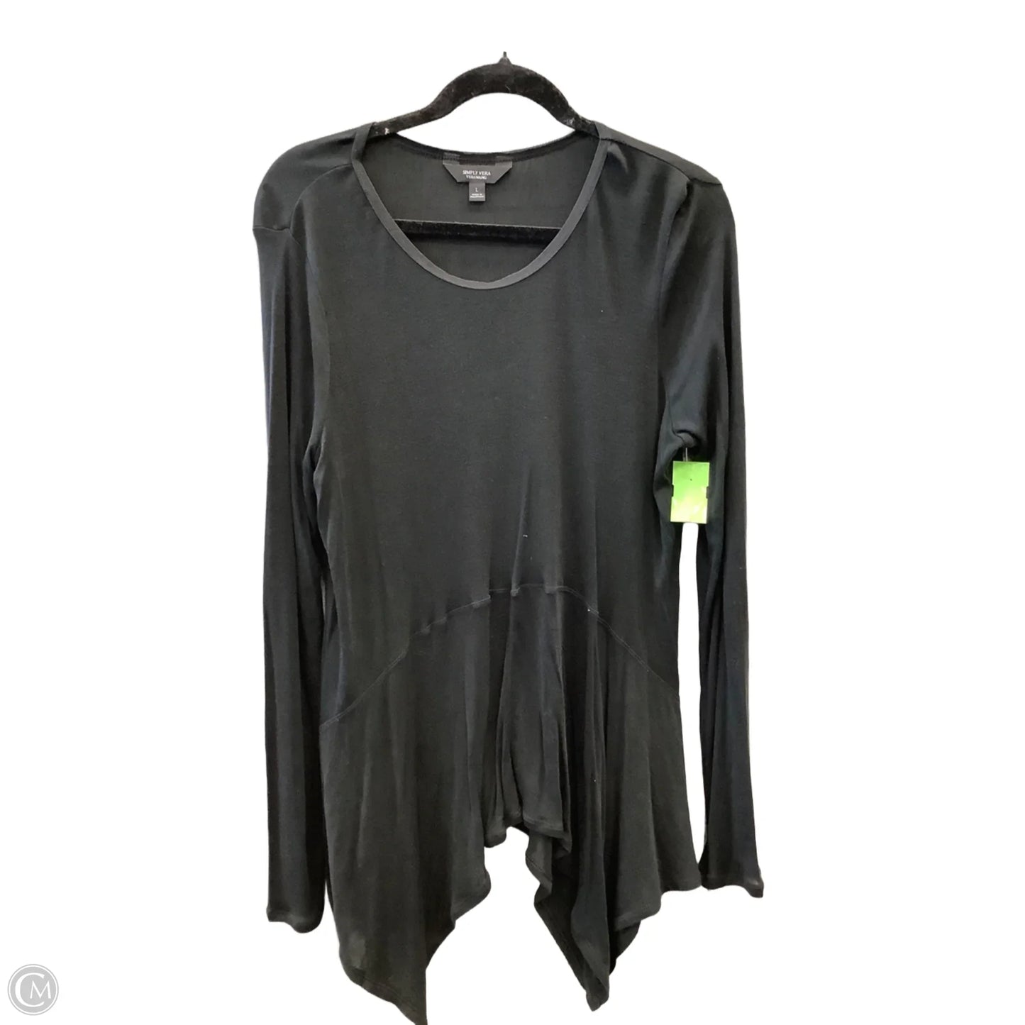 Blouse Long Sleeve By Simply Vera In Black, Size: L
