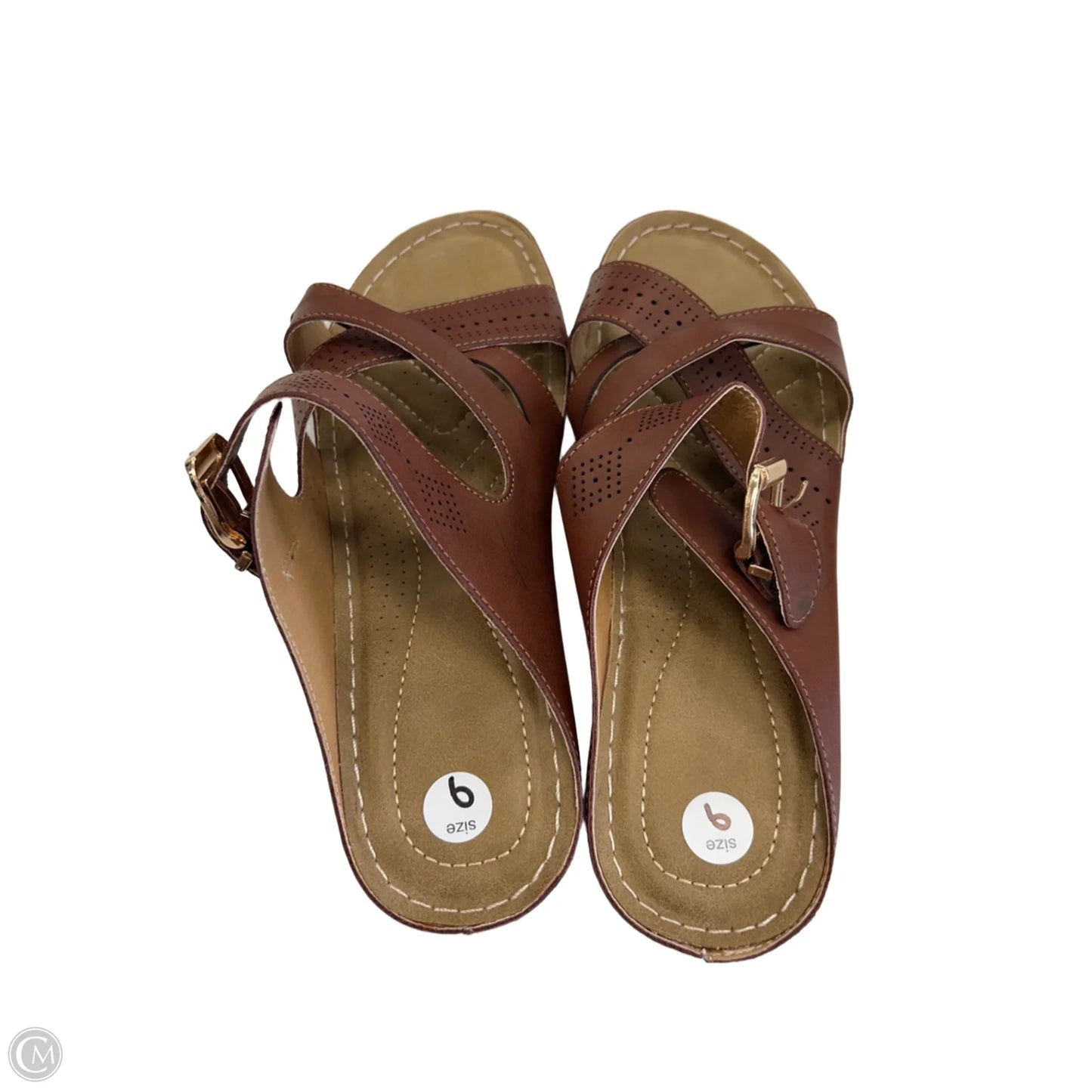 Sandals Flats By Clothes Mentor In Brown, Size: 9