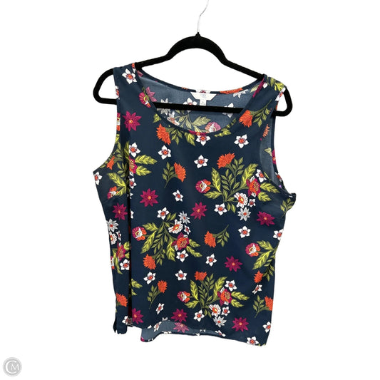 Top Sleeveless By Time And Tru In Floral Print, Size: Xl