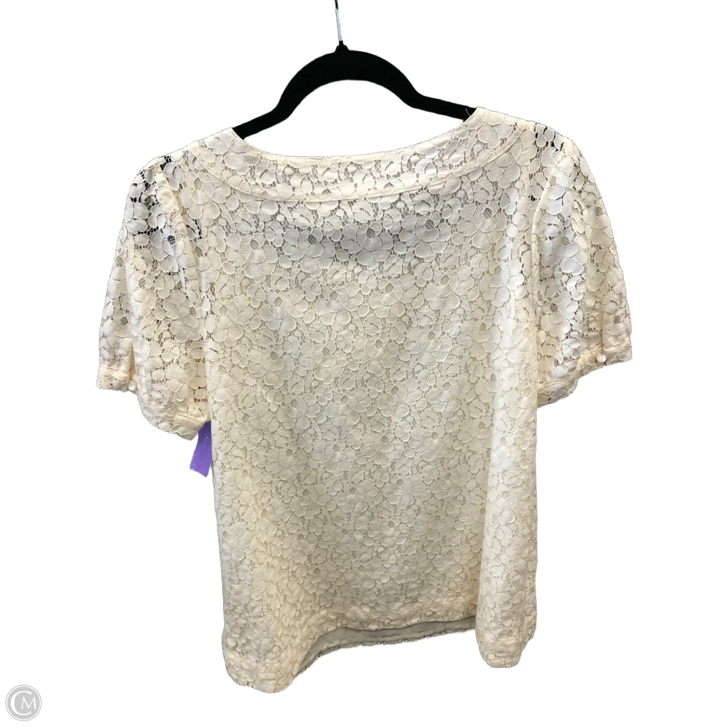 Blouse Short Sleeve By Apt 9 In Cream, Size: M